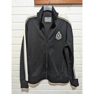 Express Ladies Black Full-Zip Front Warm-Up Reflective Striped Long-Sleeve Jacke